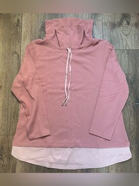d&co Active Pullover Sweater, Workout, NEW, Waffle knit, Pink, Layered, LP